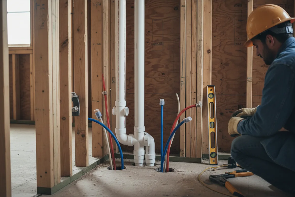 Drain and supply rough-in during Drain Cleaning in Gardners