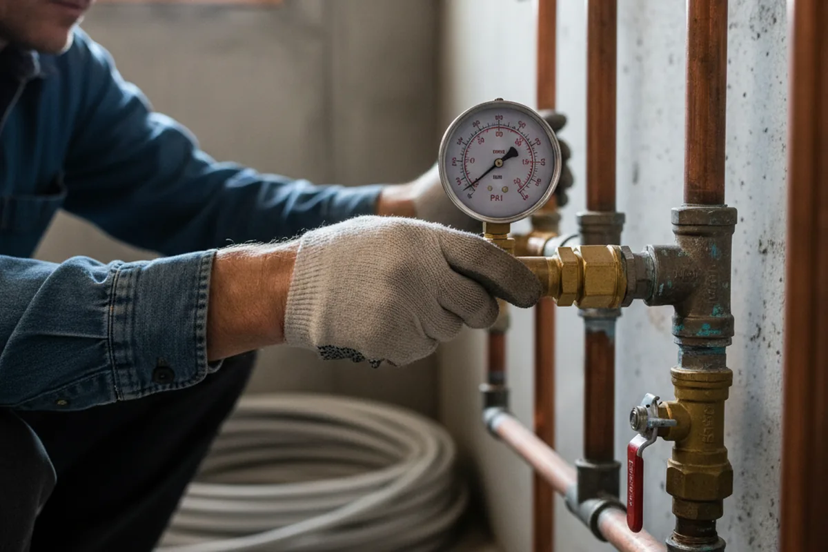Pressure testing a repaired line during Water Line Repair in Gardners